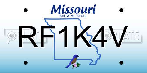 RF1K4V Missouri License Plate