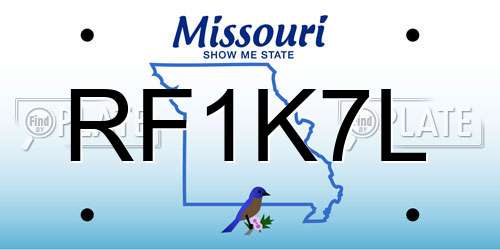 RF1K7L Missouri License Plate