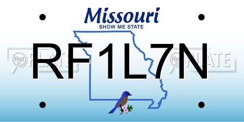 RF1L7N Missouri License Plate
