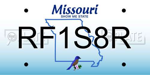 RF1S8R Missouri License Plate