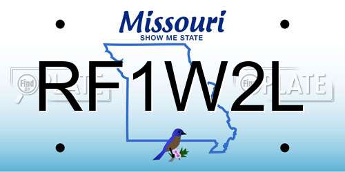 RF1W2L Missouri License Plate