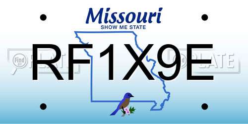 RF1X9E Missouri License Plate