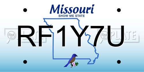 RF1Y7U Missouri License Plate