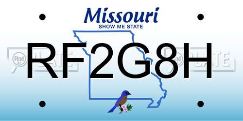RF2G8H Missouri License Plate