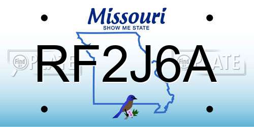 RF2J6A Missouri License Plate