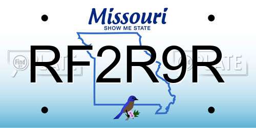 RF2R9R Missouri License Plate
