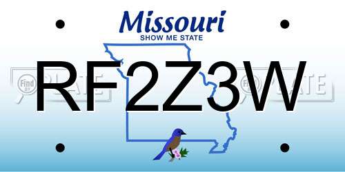 RF2Z3W Missouri License Plate