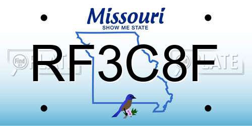 RF3C8F Missouri License Plate