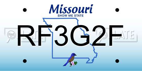 RF3G2F Missouri License Plate