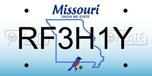 RF3H1Y Missouri License Plate