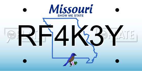 RF4K3Y Missouri License Plate