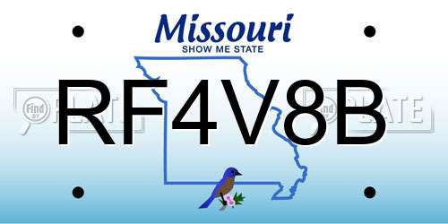 RF4V8B Missouri License Plate
