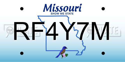RF4Y7M Missouri License Plate