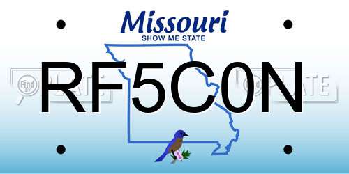 RF5C0N Missouri License Plate