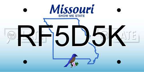 RF5D5K Missouri License Plate