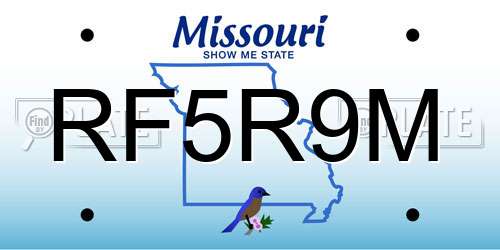 RF5R9M Missouri License Plate