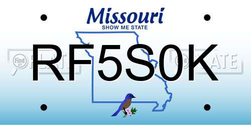 RF5S0K Missouri License Plate