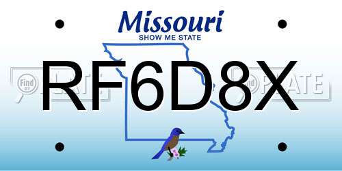 RF6D8X Missouri License Plate