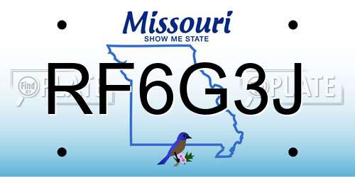 RF6G3J Missouri License Plate