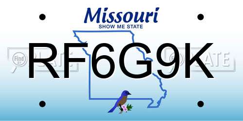 RF6G9K Missouri License Plate