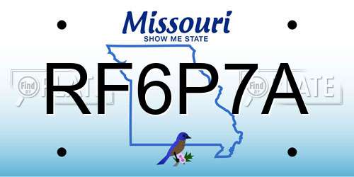 RF6P7A Missouri License Plate