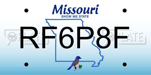 RF6P8F Missouri License Plate