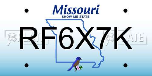 RF6X7K Missouri License Plate