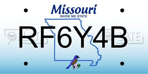 RF6Y4B Missouri License Plate