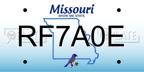 RF7A0E Missouri License Plate