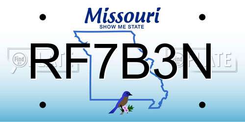 RF7B3N Missouri License Plate