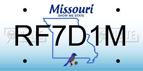 RF7D1M Missouri License Plate
