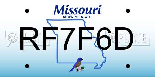 RF7F6D Missouri License Plate