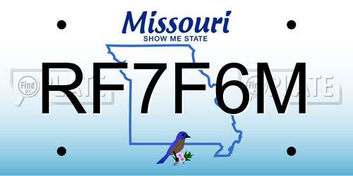 RF7F6M Missouri License Plate