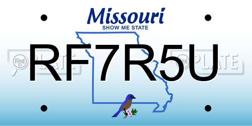 RF7R5U Missouri License Plate