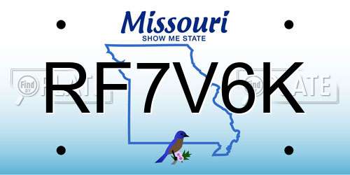 RF7V6K Missouri License Plate