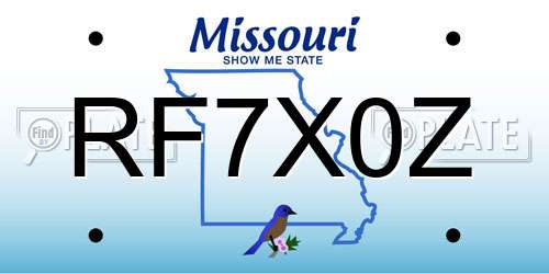 RF7X0Z Missouri License Plate