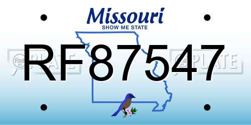 RF87547 Missouri License Plate