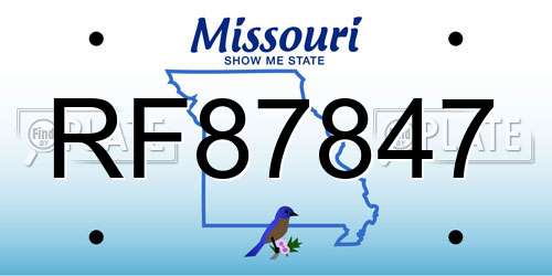 RF87847 Missouri License Plate