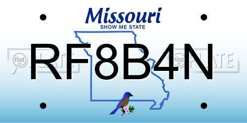 RF8B4N Missouri License Plate