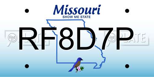 RF8D7P Missouri License Plate