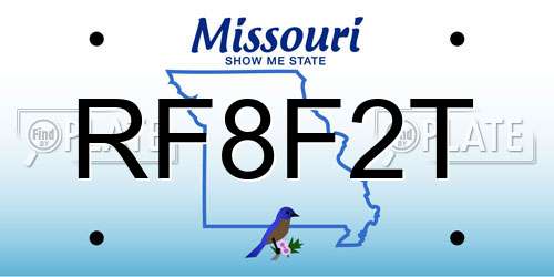 RF8F2T Missouri License Plate