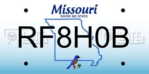 RF8H0B Missouri License Plate