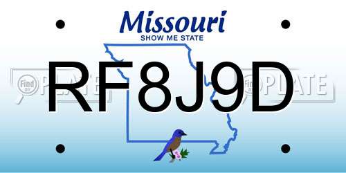 RF8J9D Missouri License Plate
