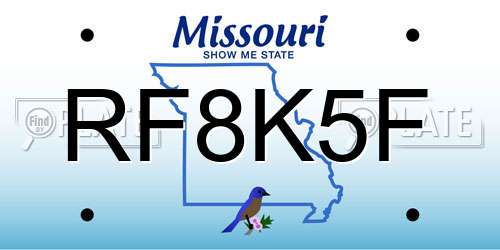 RF8K5F Missouri License Plate
