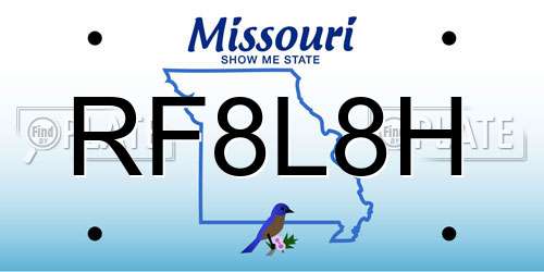 RF8L8H Missouri License Plate