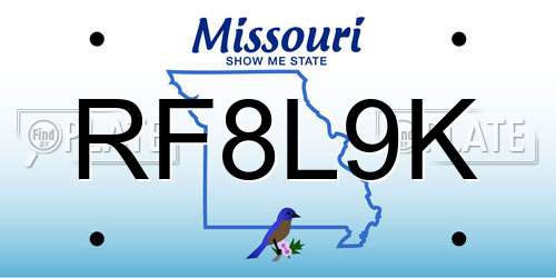 RF8L9K Missouri License Plate