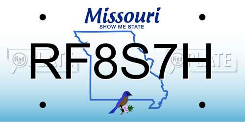 RF8S7H Missouri License Plate
