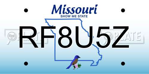 RF8U5Z Missouri License Plate