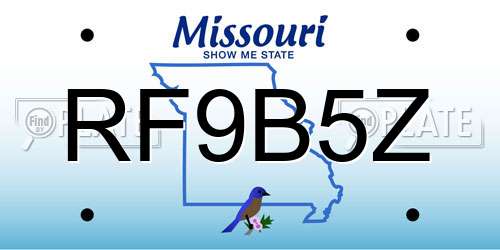 RF9B5Z Missouri License Plate