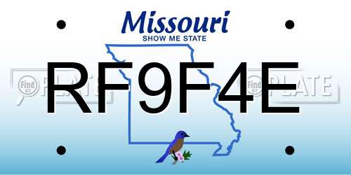 RF9F4E Missouri License Plate